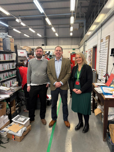 Charlie Dewhirst MP with Tom Burdett, Customer Operations Manager for Driffield Delivery Office, and Kate Colclough, Area Manager